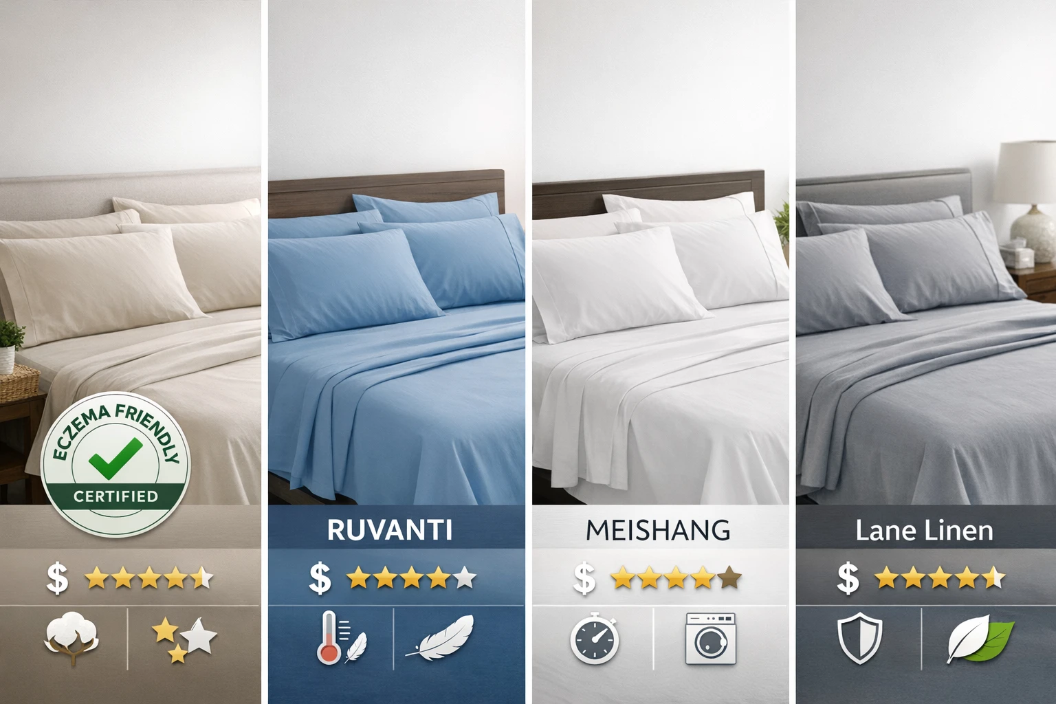 Olive + Crate vs RUVANTI vs MEISHANG vs Lane Linen Sheets Comparison