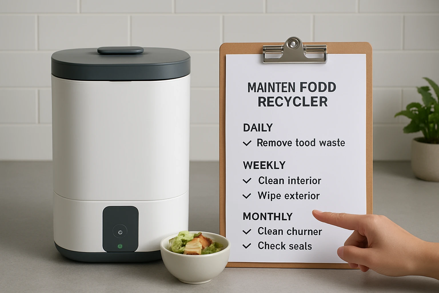 Maintain Indoor Food Recycler: Daily, Weekly & Monthly