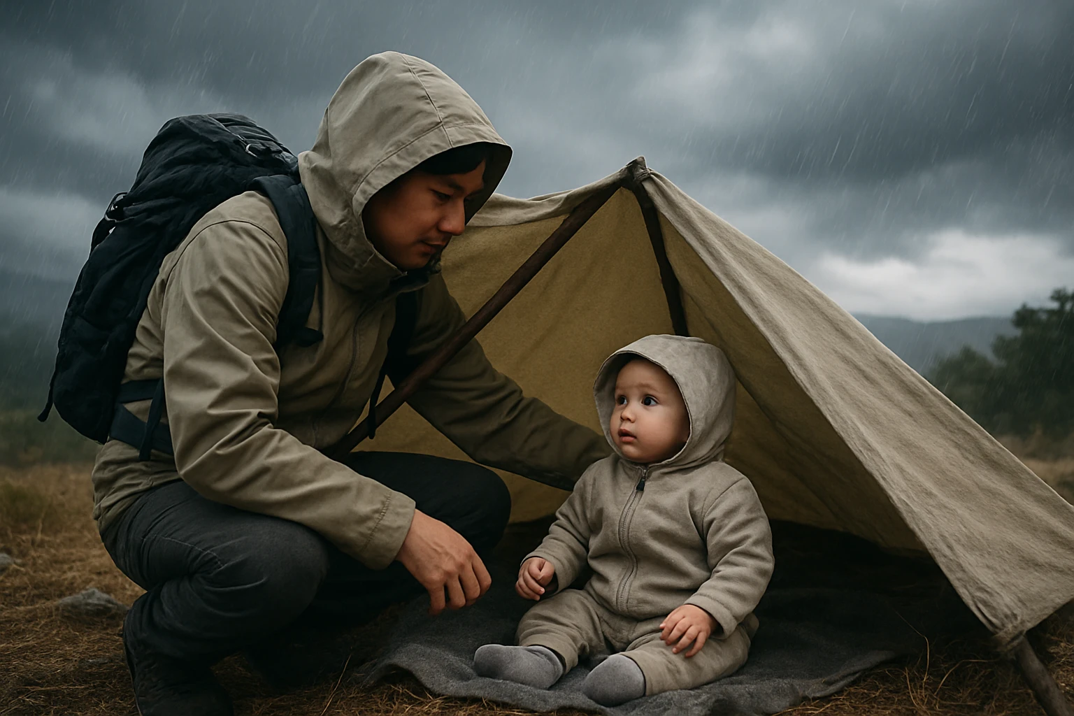 How to Improvise Shelter for Your Baby During a Storm While Hiking