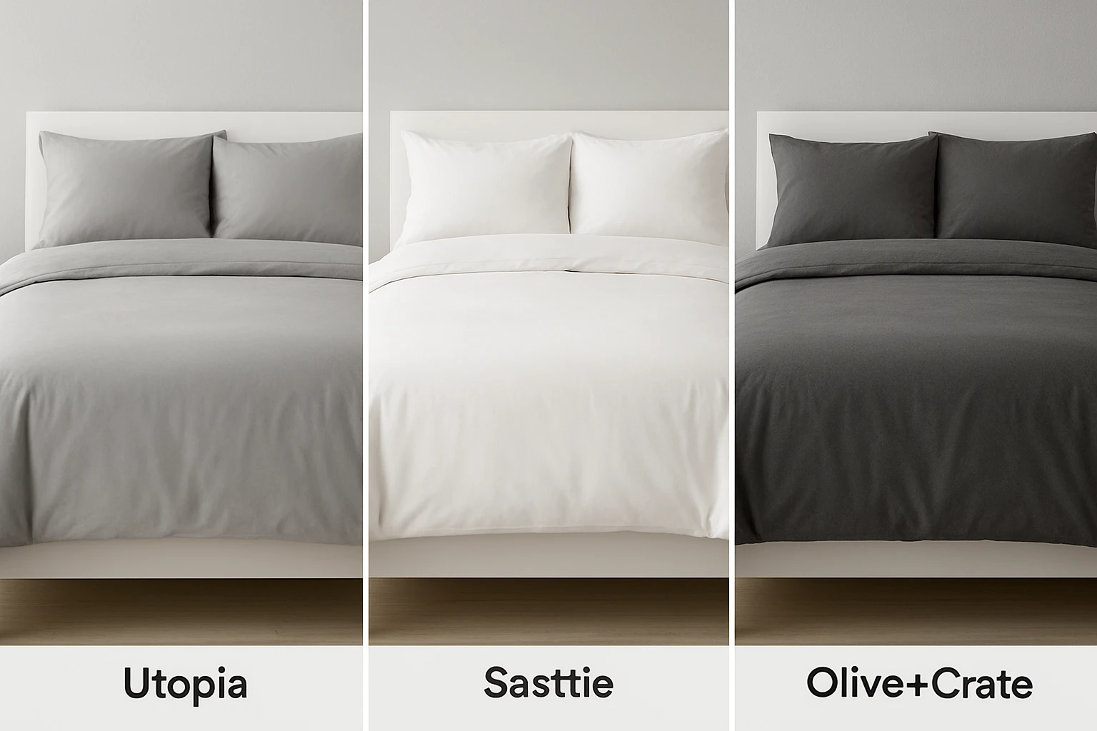 Utopia vs Sasttie vs Olive+Crate: Queen Bedding Comparison 2026