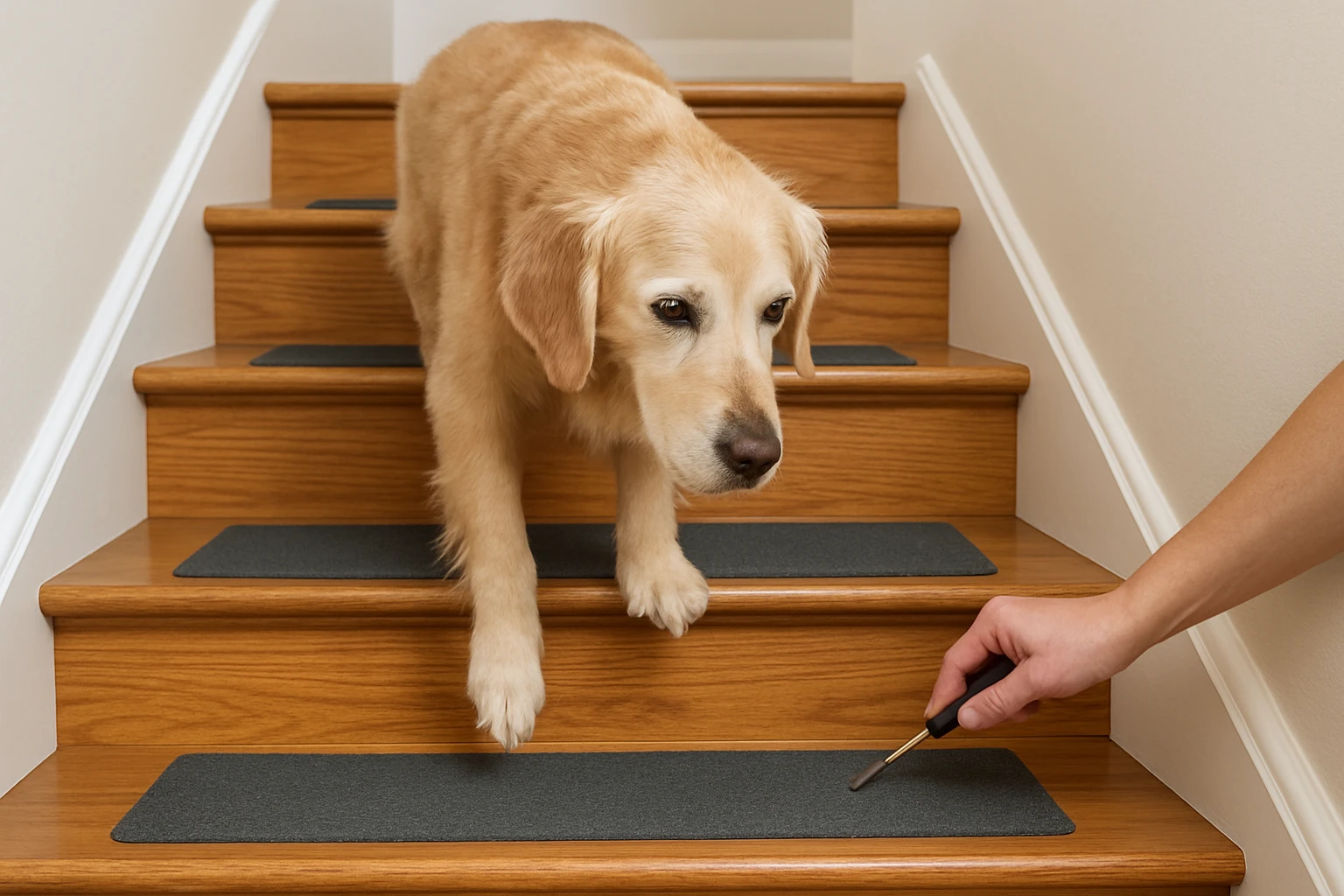How to Adapt Stairs for a Senior Dog Without a Ramp