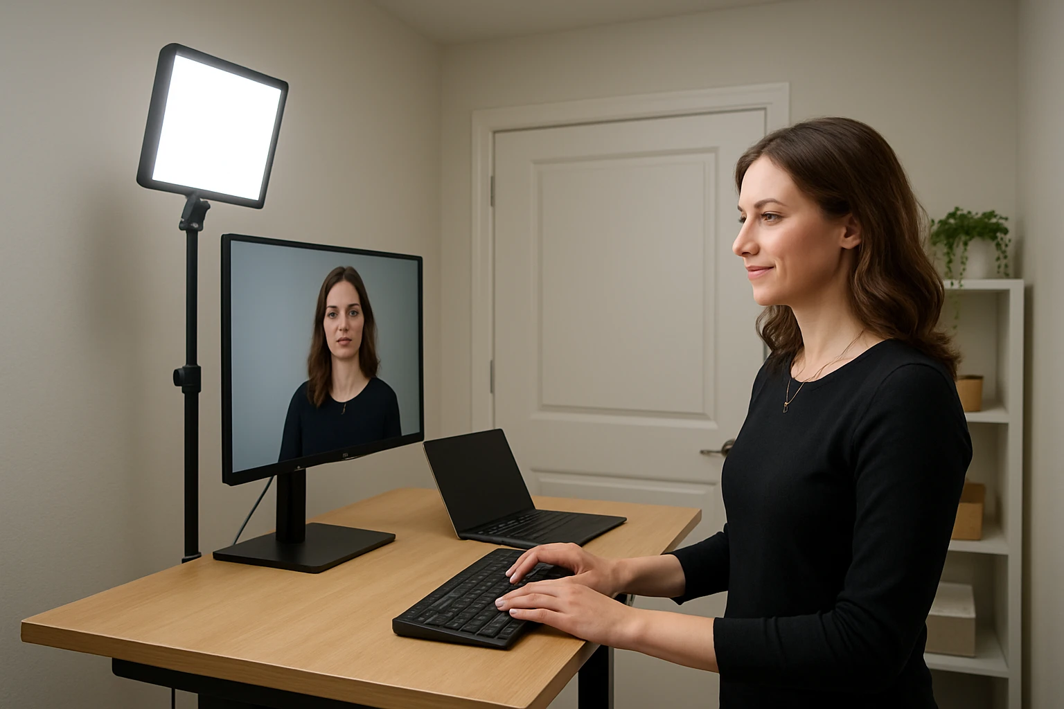 How to Light Video Calls at a Standing Desk in Small Rooms