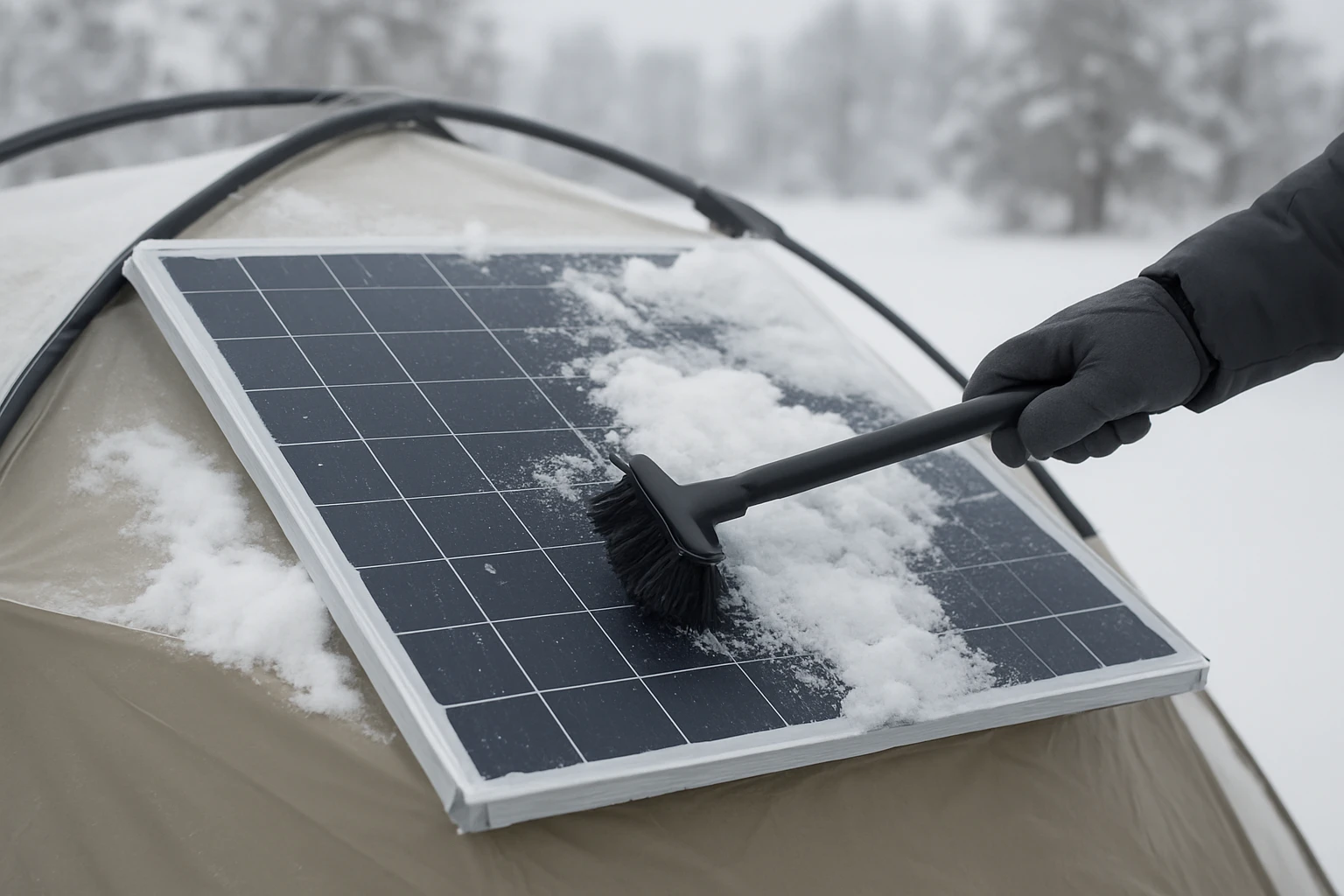 How to Remove Snow and Ice from Solar Panels While Camping