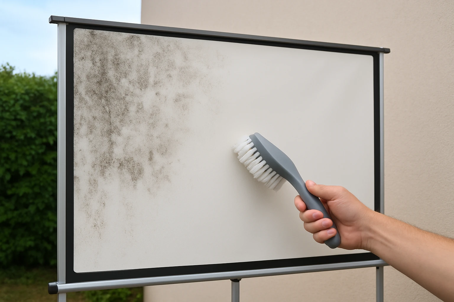 How to Remove Mildew from an Outdoor Projector Screen