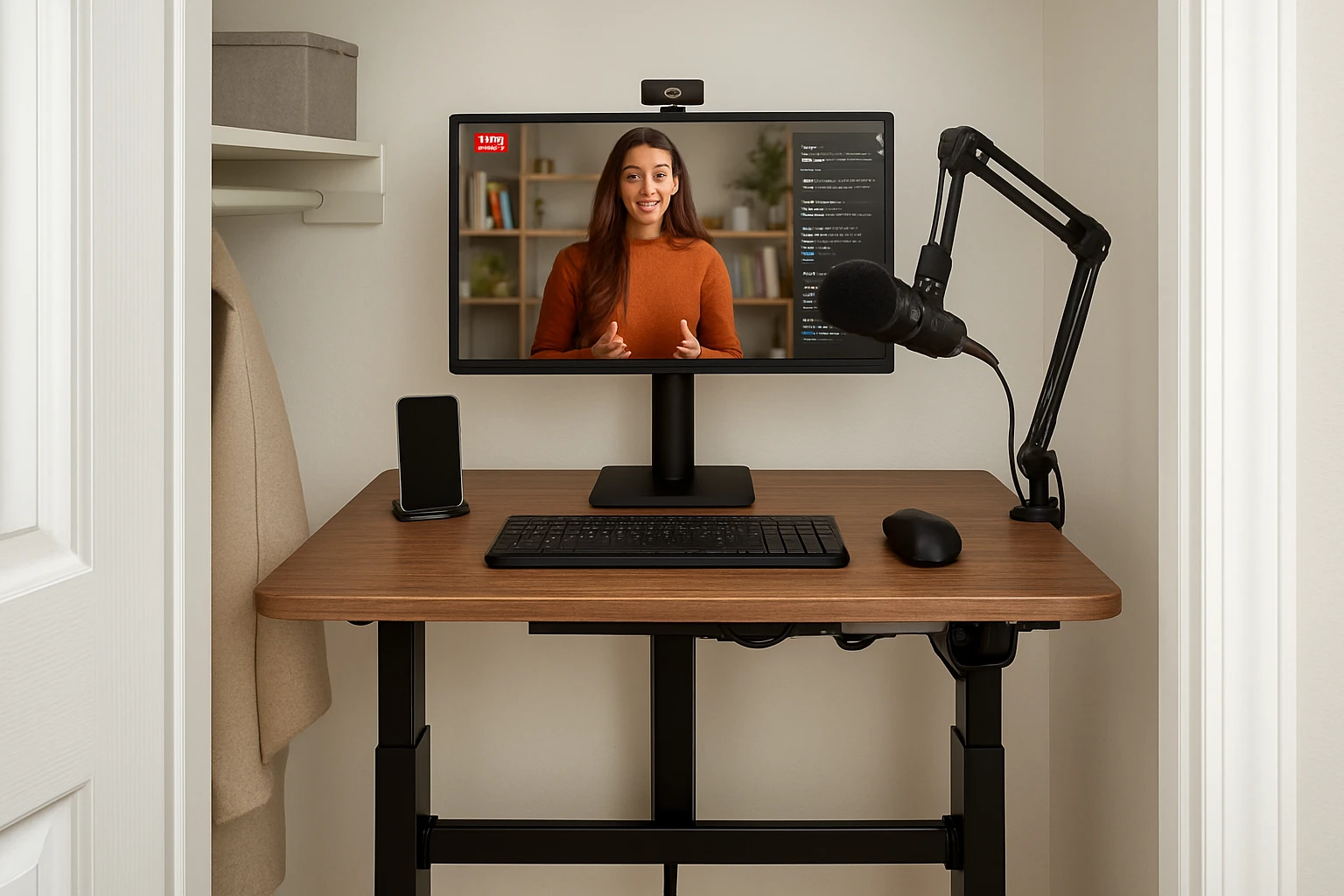 How to Set Up a Livestreaming Standing Desk in a Closet Office
