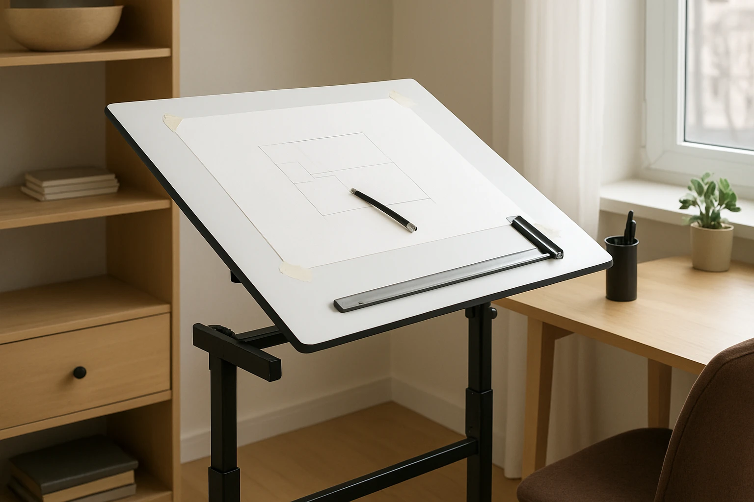 How to Convert a Standing Desk into a Drafting Table in a Small Studio