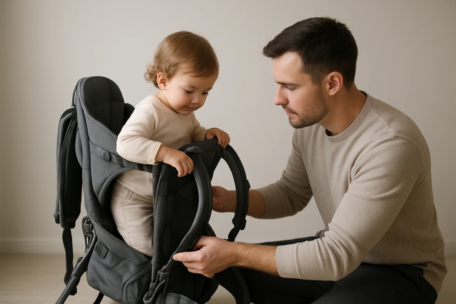 How to Teach Toddler to Safely Climb Into a Backpack Carrier