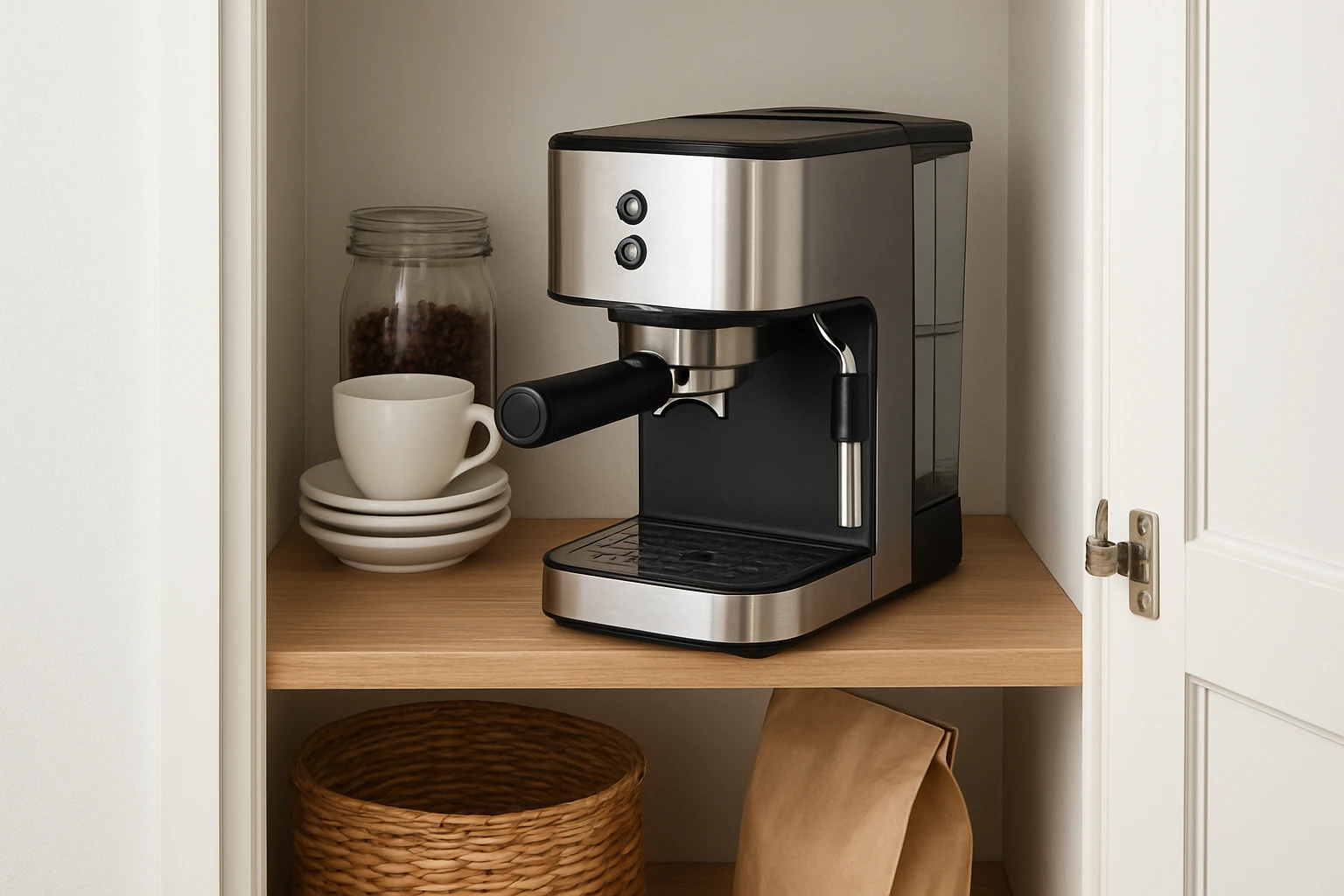 How to Store a Compact Espresso Machine in Your Pantry Closet