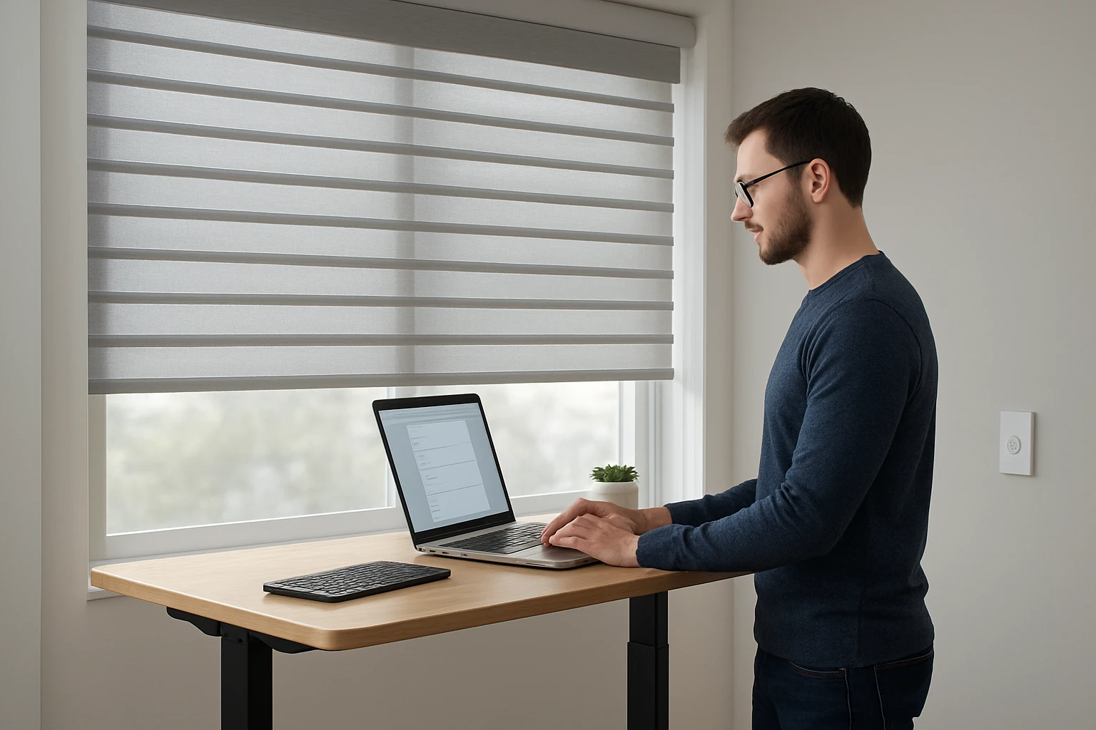 How to Reduce Screen Glare at Your Standing Desk Using Smart Blinds