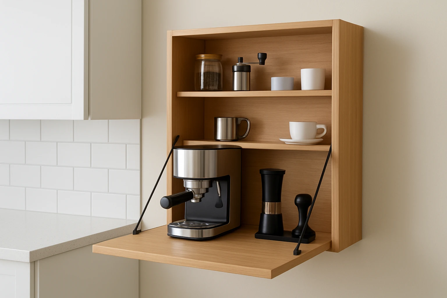 How to Build a Fold-Down Wall Espresso Station for Tiny Kitchens