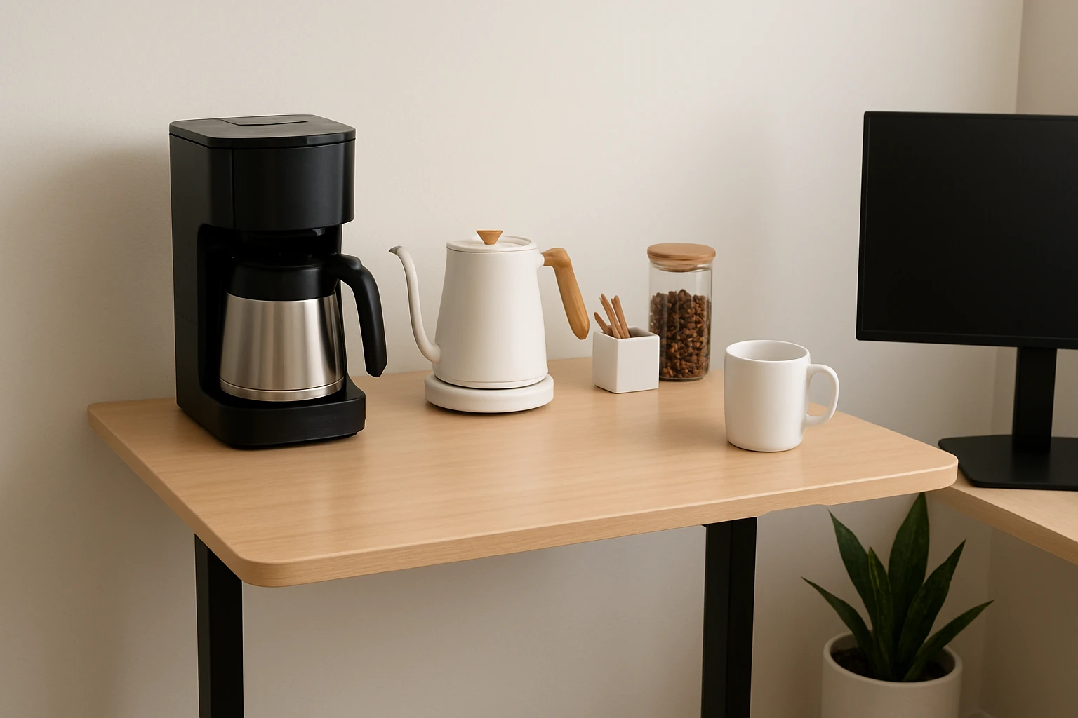 How to Set Up a Standing Desk Coffee Station in a Small Space