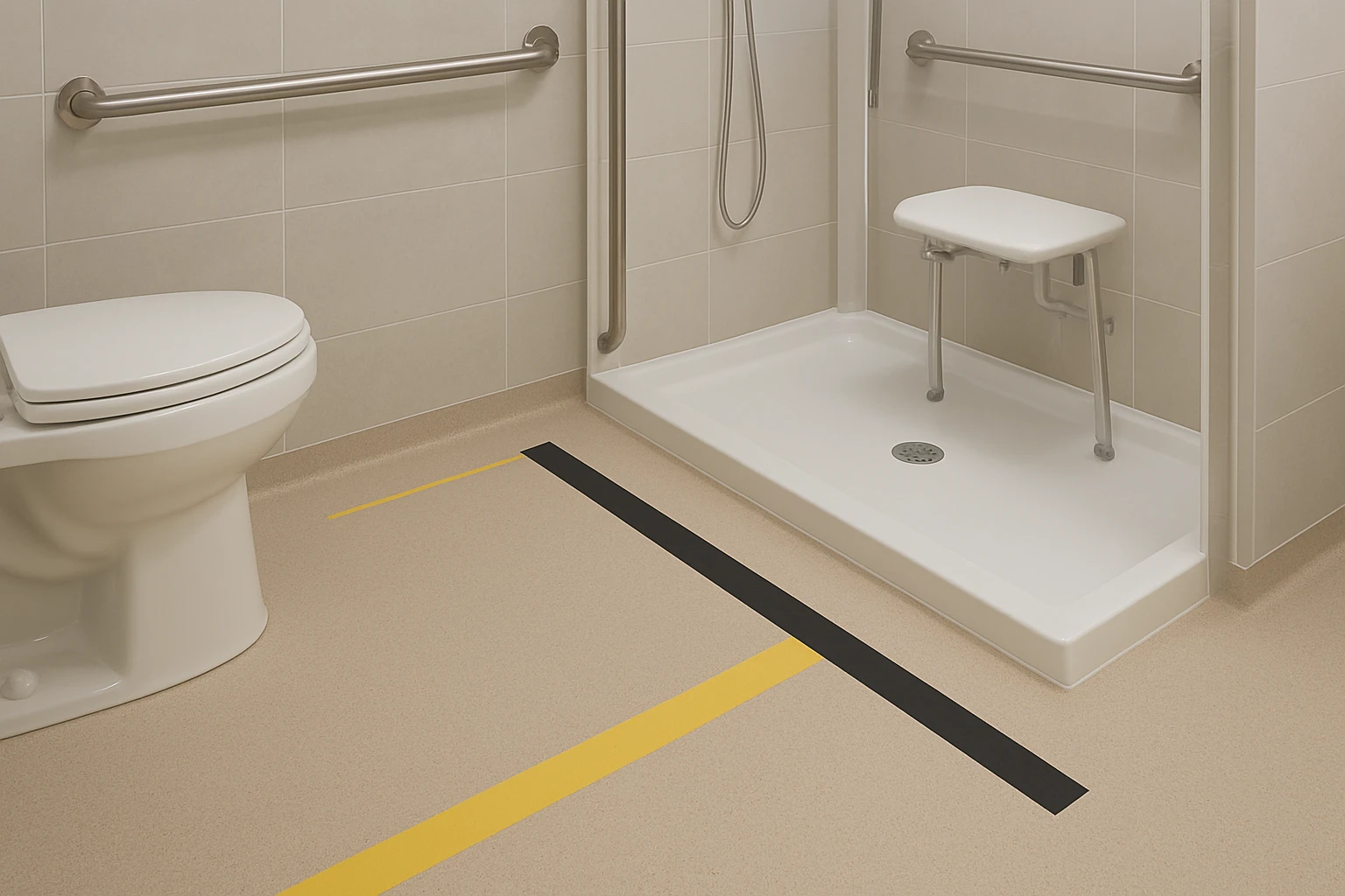 Bathroom Color Contrast Strips for Low Vision Seniors
