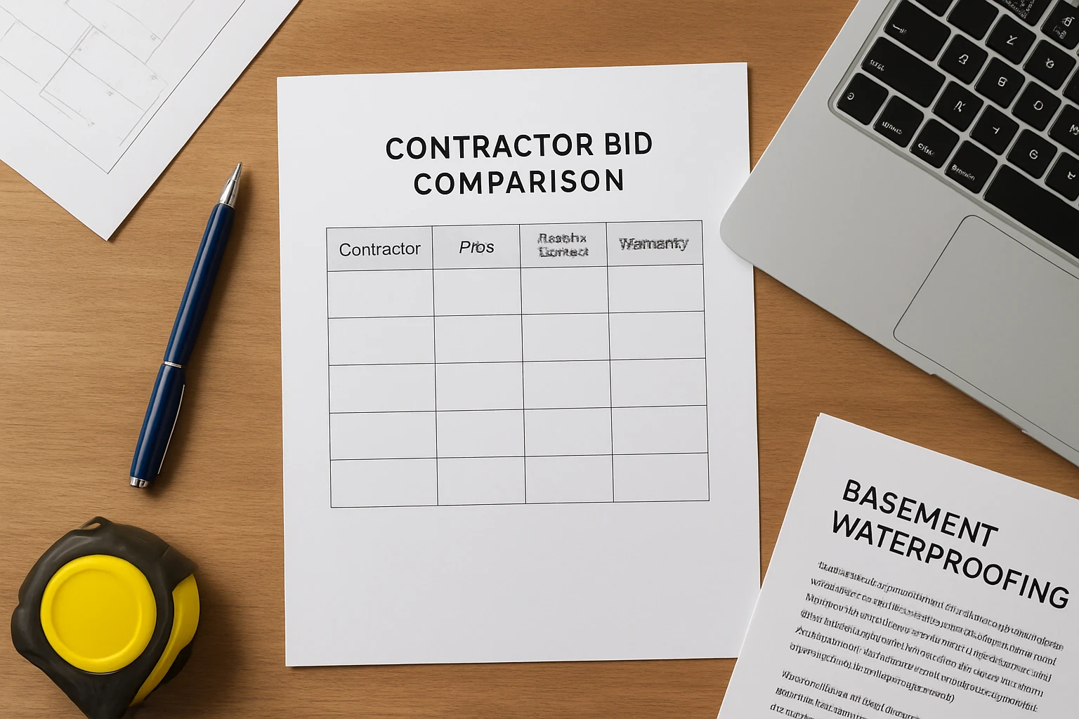 How to Use a Contractor Bid Comparison Template for Basement Waterproofing
