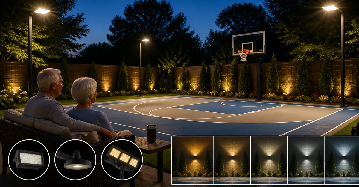 Backyard Court Lighting for Seniors: Reduce Glare & Choose Color Temperature