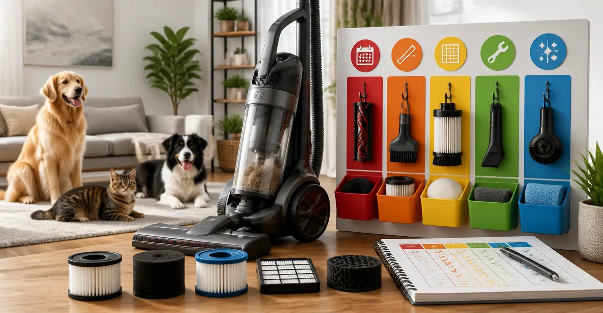 Color-Coded Vacuum Maintenance Planner for Multi-Pet Homes