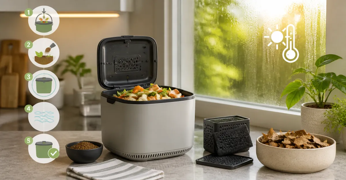 Operate a Countertop Composter in Heat Waves & Humidity