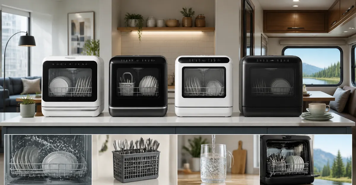 Top Countertop Dishwashers Compared: EUHOMY, AIRMSEN, COMFEE', and NOVETE