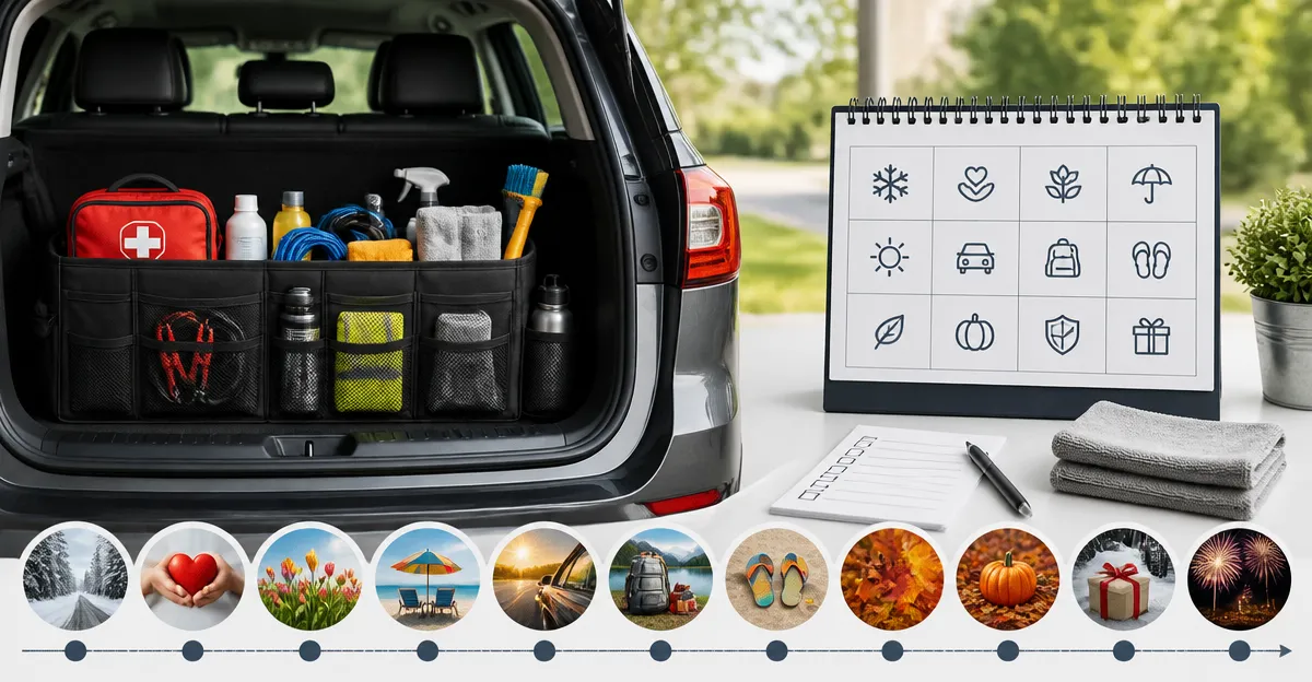 12-Month Trunk Organizer Maintenance Calendar for Families