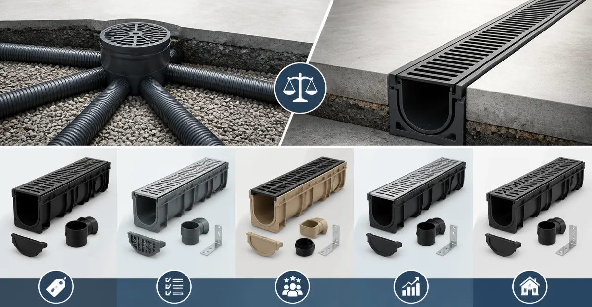 Best Trench Drain Kits Compared: VEVOR, Source 1, Vodaland, NDS & StormDrain