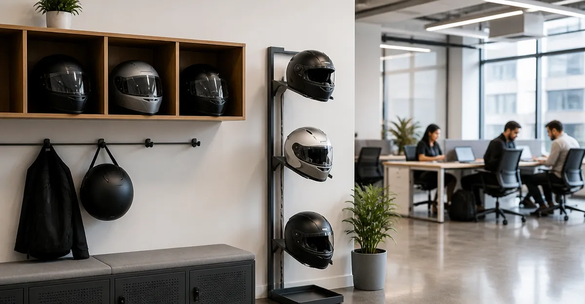 10 Compact, Space-Saving Helmet Storage Solutions for Shared Offices & Coworking Spaces