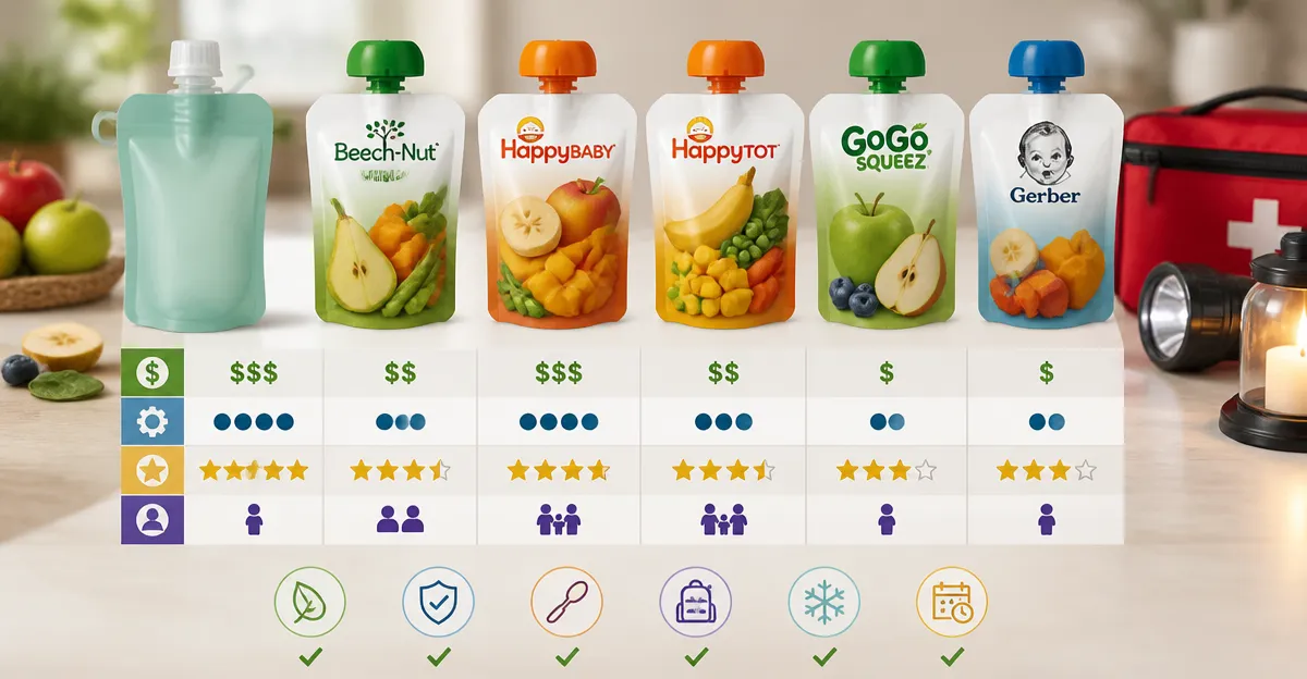 Top Baby Food Pouches Comparison: Beech-Nut, Happy Baby, Happy Tot, GoGo squeeZ & Gerber