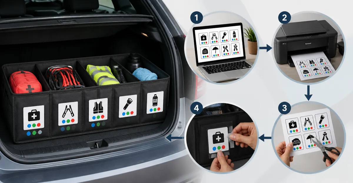 How to Create a Multilingual Icon Labeling System for Trunk Organizers