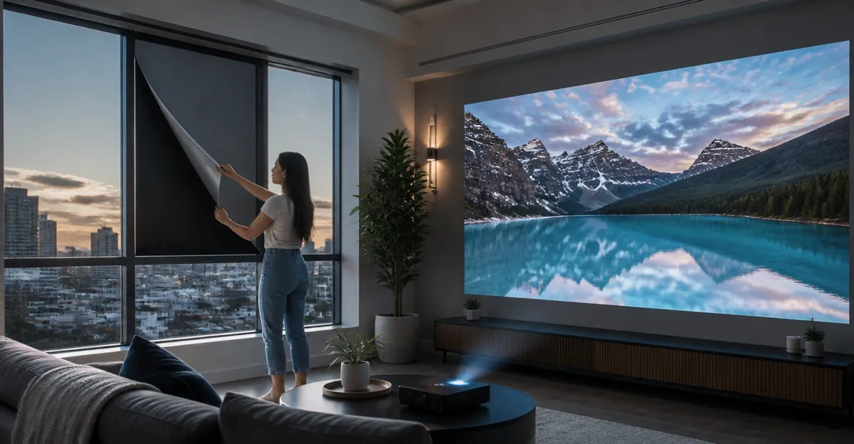 Temporary Blackout Window Film for Apartment Projectors