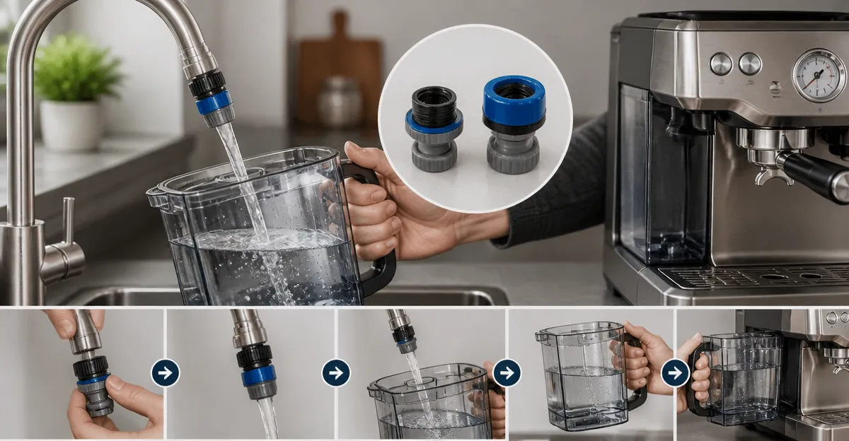 How to Quickly Fill Your Espresso Machine Reservoir with a Faucet Adapter