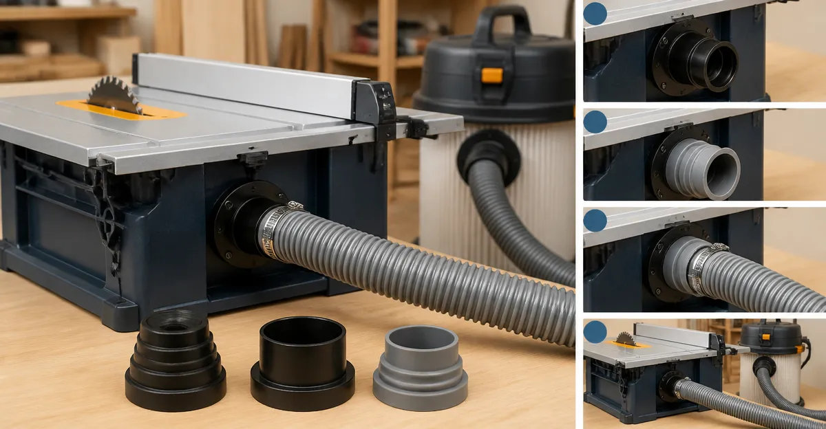 How to Install Dust Extractor Inlet Adapters on Mini Table Saws
