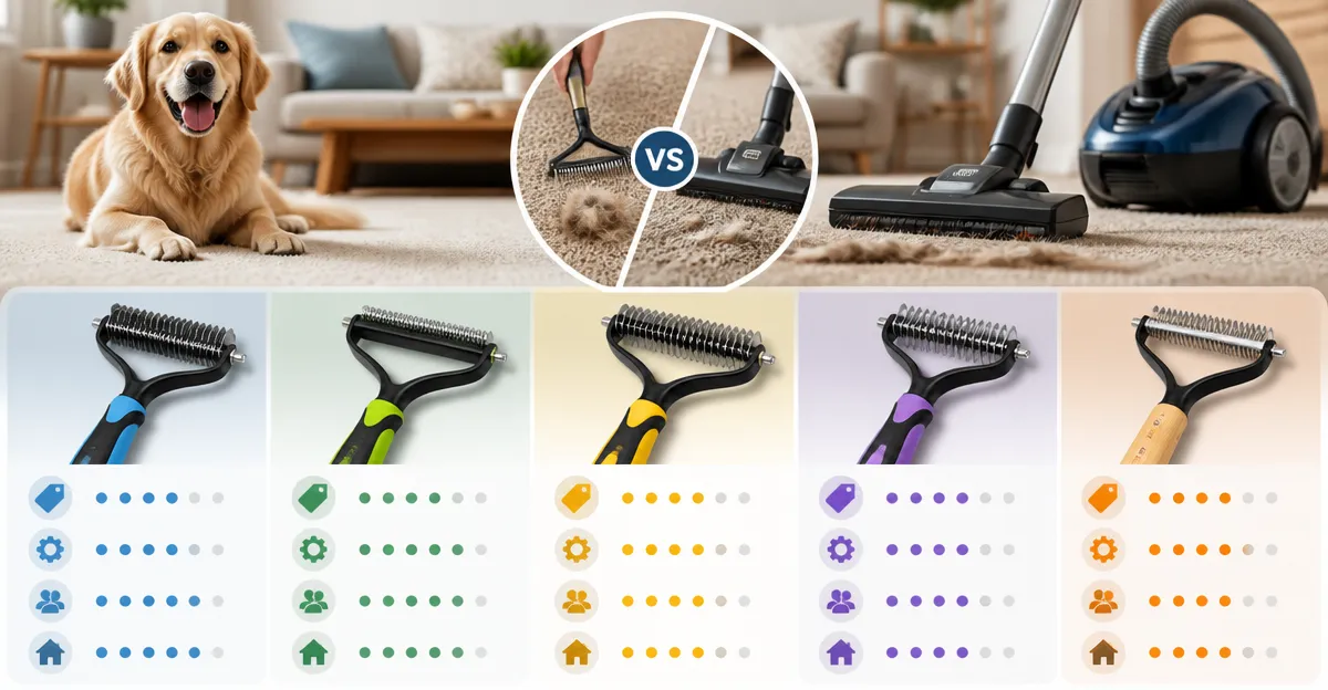 Pet Hair Rake Comparison: FancyMouse, LINTPLUS, SOCCSO, PWBSLAI, and Uproot Clean Pro