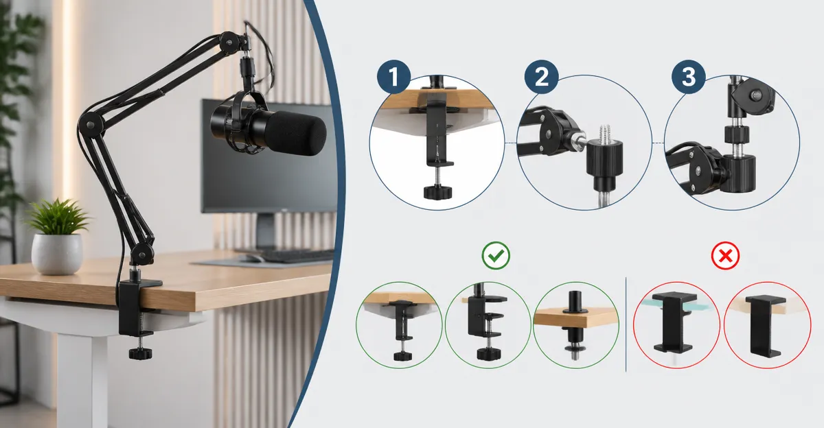 How to Ensure Mic Arm Compatibility with Your Standing Desk Clamp