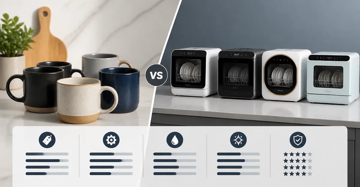 Amazon Basics Mugs vs EUHOMY, HAVA, COMFEE' Dishwashers: Detailed Comparison