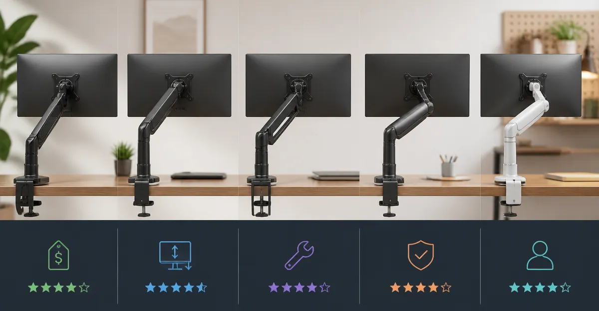 HUANUO FlowLift vs VIVO, ErGear & Amazon Basics Monitor Arms